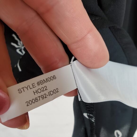 J Crew Velvet Tie Neck Top Bow Print Womens XL Black Ivory Blouse Long Sleeve - Picture 11 of 14